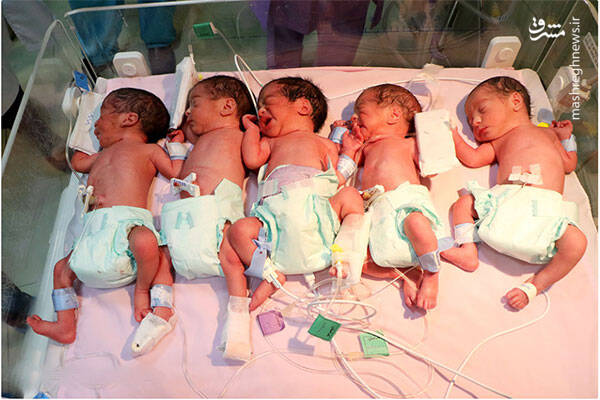 پنج‌قلوهای گرگانی در بیمارستان بقیه‌الله(عج) متولد شدند /انتخاب نام آن‌ها توسط رهبر معظم انقلاب اسلامی